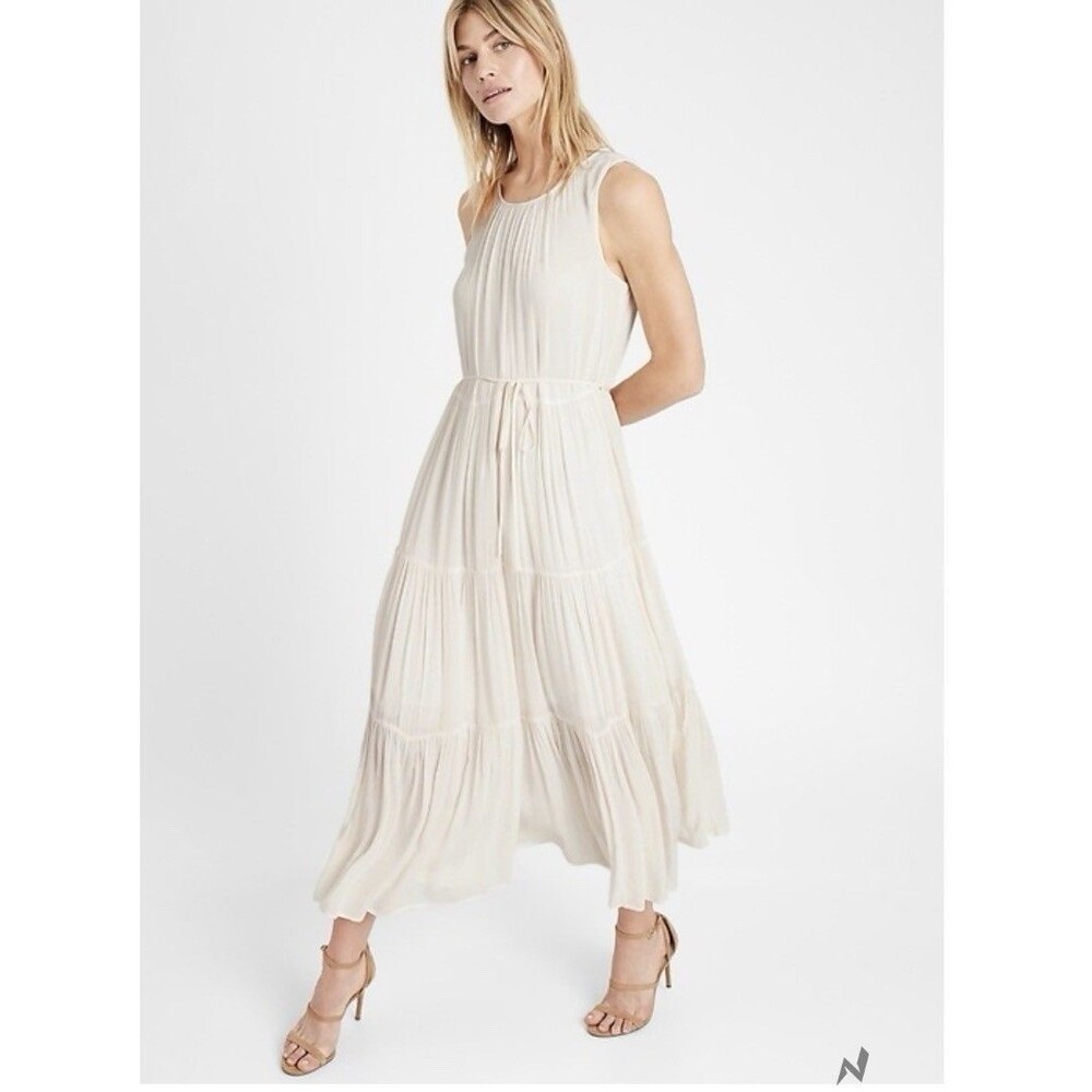 BR  NEW Tiered Maxi Dress White Size XS